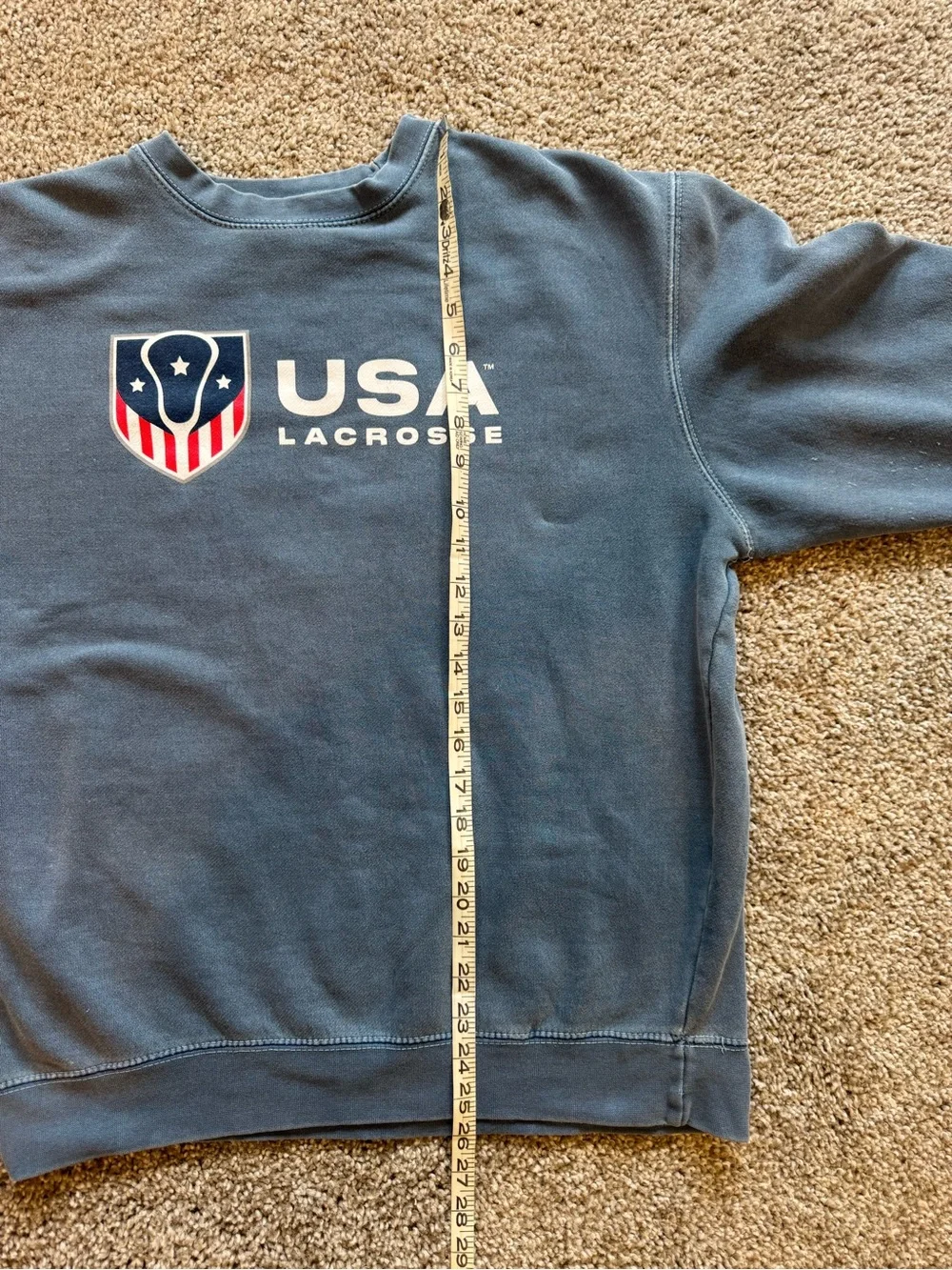 Men’s USA Lacrosse Faded Blue Crewneck Sweatshirt (60% Cotton)